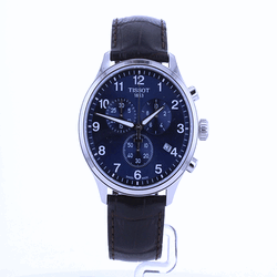 Reloj Tissot Chrono XL de hombre, esfera azul y correa marrón,  T1166171604700.