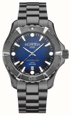 Roamer Hombres | mar profundo 200 | esfera azul | pulsera de acero pvd negro 860833 44 45 70