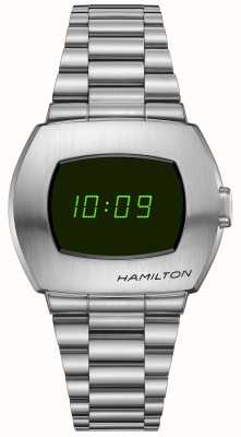 Hamilton American classic psr digital de cuarzo (40,8 mm) pantalla negra y verde/brazalete de acero inoxidable H52414131
