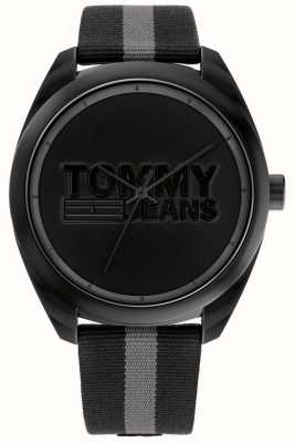 Tommy Jeans Hombres | esfera negra | correa de nailon negra y gris 1792039