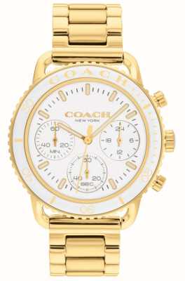 Coach Crucero de mujer | esfera cronógrafo blanca | pulsera de acero inoxidable dorado 14504051
