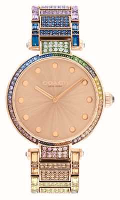 Coach Caries de mujer | esfera de oro rosa | pulsera con cristales de arcoíris 14503994