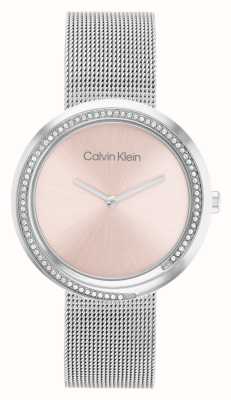 Calvin Klein Mujer | esfera rosa | pulsera de malla de acero inoxidable 25200149