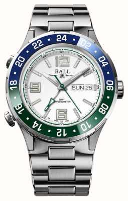 Ball Watch Company Roadmaster marine gmt bisel azul/verde esfera blanca DG3030B-S9CJ-WH