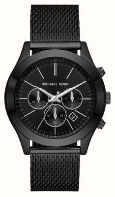 Michael Kors Pista delgada | esfera cronógrafo negra | pulsera de malla de acero negro MK9060