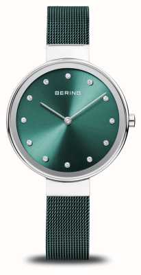 Bering Clásico | esfera verde | pulsera de malla de acero verde 12034-808