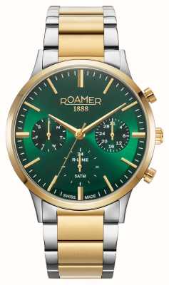 Roamer multifunción línea R | esfera verde | pulsera de acero inoxidable de dos tonos 718982 48 75 70