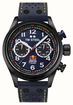 TW Steel Cronógrafo de carreras Red Bull Ampol (48 mm) esfera azul / correa de carreras de cuero italiano azul VS94