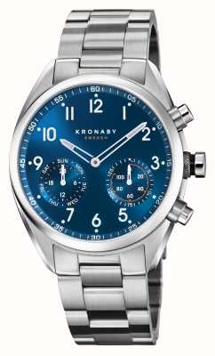 Kronaby Reloj inteligente híbrido Apex (43 mm) esfera azul / pulsera de acero inoxidable de 3 eslabones S3762/1