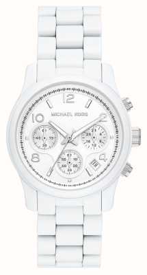 Michael Kors Pasarela de mujer | esfera crono blanca | pulsera blanca de acero inoxidable MK7331