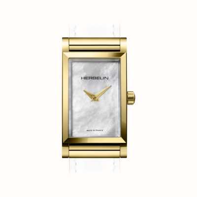 Herbelin Caja del reloj Antarès - esfera de nácar / acero pvd dorado - solo la caja H17444P09