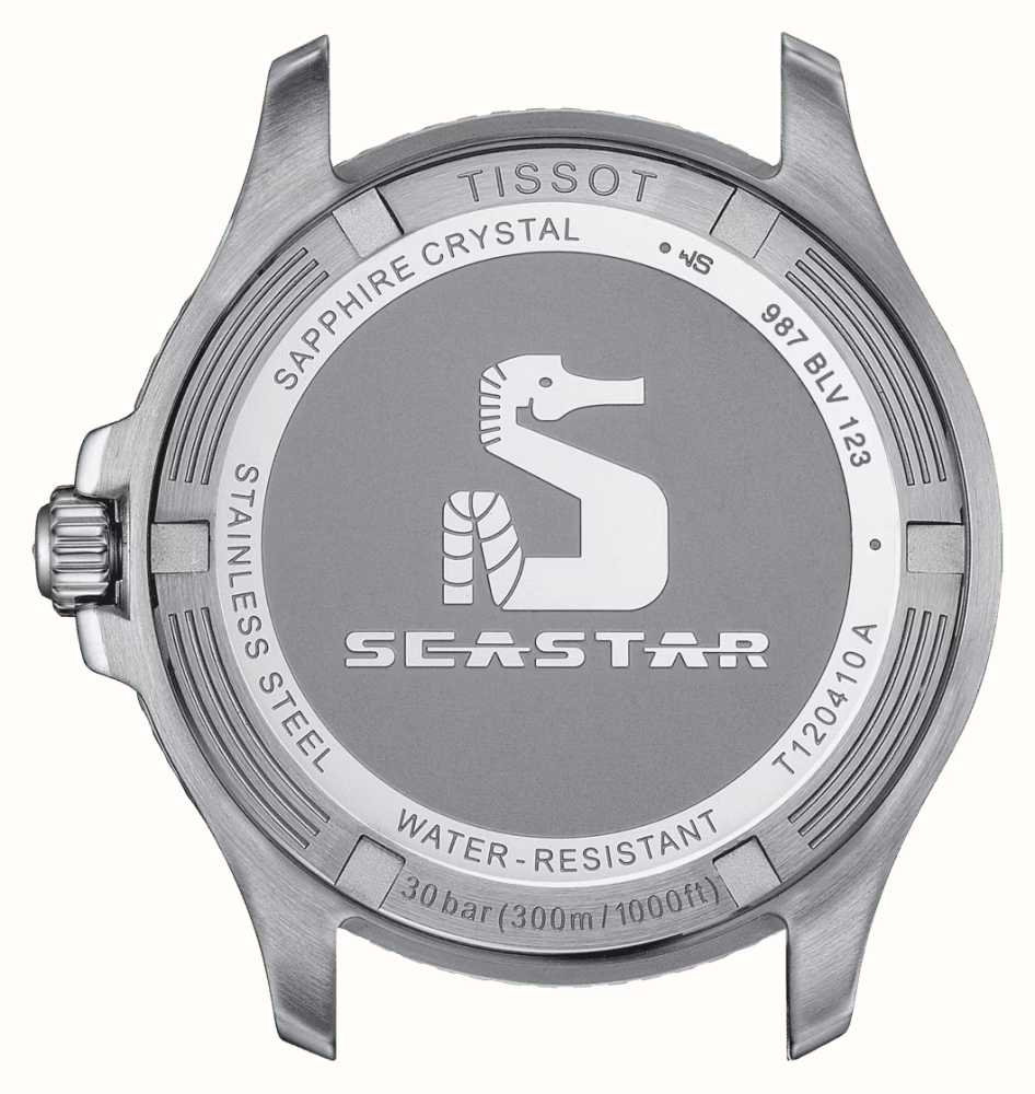 ⇨ Reloj Tissot Seastar en acero y esfera azul, 40 mm. T1204101104100.
