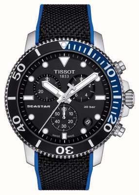 Tissot Cronógrafo Seastar 1000 (45,5 mm) esfera negra / correa negra y azul T1204171705103