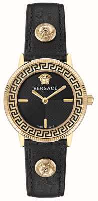 Versace V-tribute (36 mm) esfera negra / cuero negro VE2P00222