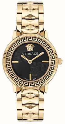 Versace V-tribute (36 mm) esfera negra / acero inoxidable pvd dorado VE2P00622