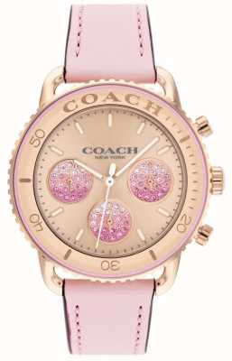 Coach Crucero de mujer | esfera de oro rosa | correa de cuero rosa 14504123