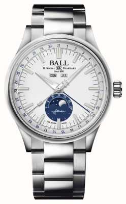 Ball Watch Company Ingeniero ii calendario lunar | 40 mm | edición limitada | esfera blanca y azul | pulsera de acero inoxidable NM3016C-S1J-WH