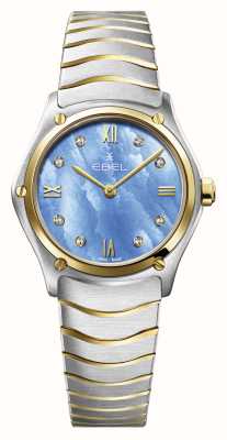 EBEL Sport classic lady - 8 diamantes (29 mm) esfera azul tranquilo / oro de 18 quilates y acero inoxidable 1216596