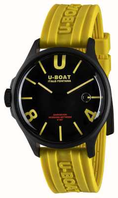 U-Boat Darkmoon pvd (44 mm) esfera curva negra y amarilla / correa de silicona amarilla 9522
