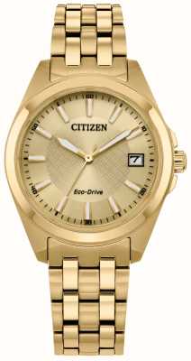 Citizen Mujer | conducción ecológica | esfera de oro | pulsera de acero inoxidable en tono dorado EO1222-50P