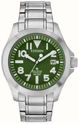 Citizen Hombres súper duros | conducción ecológica | esfera verde | pulsera súper titanio BN0116-51X