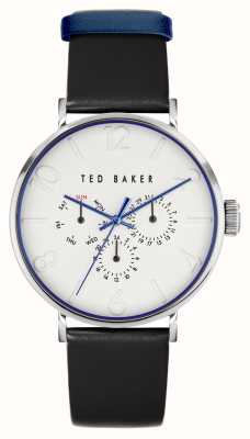 Ted Baker Reloj Phylipa para hombre con esfera blanca y correa de cuero negra - ex-display BKPPGF206 - EX-DISPLAY