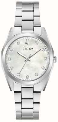 Bulova Reloj topógrafo clásico para mujer con esfera de nácar/brazalete de acero inoxidable 96P228