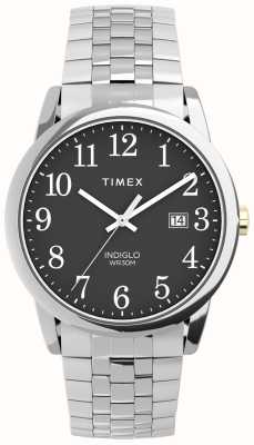 Timex Reloj de hombre easy reader esfera negra/brazalete extensible de acero inoxidable TW2V40200