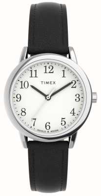 Timex Easy reader para mujer esfera blanca correa de piel negra TW2V69100