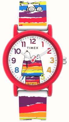 Timex Peanuts x color rush snoopy casa de perro arco iris correa de silicona arco iris TW2V77700