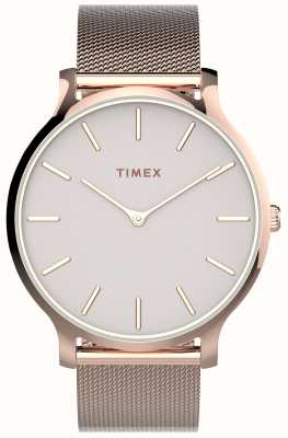 Timex Transcend para mujer (38 mm) esfera rosa claro/brazalete de acero inoxidable en tono oro rosa TW2T73900