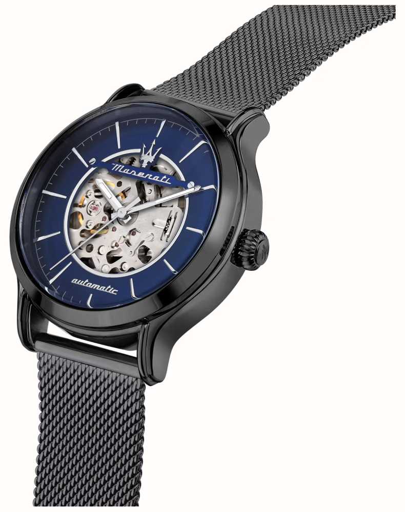 Reloj Maserati hombre R8823133005 Ricordo automático acero inoxidable  plateado detalle azul
