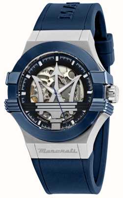 Maserati Potenza de hombre automático esfera esqueleto correa de silicona azul R8821108035
