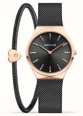 Bering Set de regalo clásico de reloj + pulsera en oro rosa pulido 12131-169-GWP