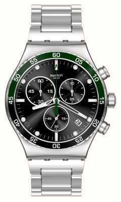 Swatch Irony verde oscuro esfera negra/brazalete de acero inoxidable YVS506G