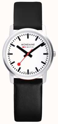 Mondaine Reloj de hombre simplemente elegante de cuero negro con caja de 41 mm A638.30350.11SBO