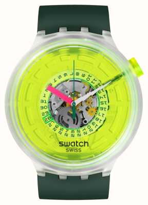 Swatch Cegado por esfera de neón verde neón / correa verde de origen biológico sin pantalla SB05K400 EX-DISPLAY