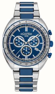 Roamer Power Chrono para hombre (44 mm) esfera azul/brazalete azul de acero inoxidable 868837 42 45 70