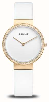 Bering Reloj clásico para mujer (31 mm) con esfera blanca y correa de piel blanca. 14531-630