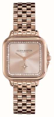 Olivia Burton Brazalete cuadrado suave (28 mm) de oro rosa/acero inoxidable de oro rosa 24000085