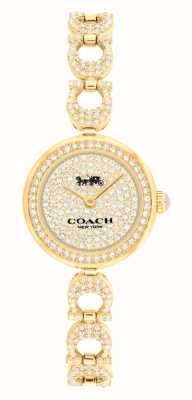 Coach Esfera con cristal Gracie (23 mm) para mujer/brazalete de acero inoxidable con cristal en tono dorado 14504219