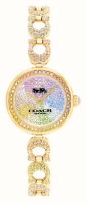 Coach Gracie (23 mm) esfera de cristal arcoíris/brazalete de acero inoxidable en tono dorado 14504220