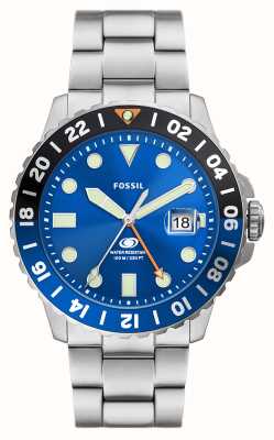 Reloj Fossil Blue GMT de silicona negra