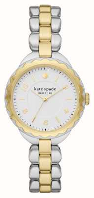 Kate Spade Esfera blanca Morningside (34 mm) / brazalete de acero inoxidable de dos tonos KSW1736