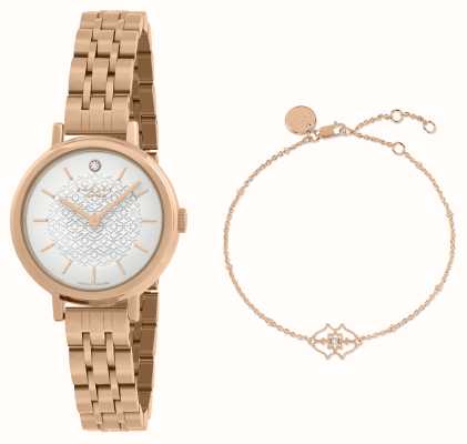 Radley Juego de pulsera y reloj con diamantes auténticos chapados en oro rosa Selby Diamond Street (26 mm) RY4630-SET