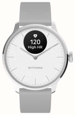 Withings Scanwatch light: reloj inteligente híbrido (37 mm) con esfera blanca y correa deportiva premium gris HWA11-MODEL 3-ALL-INT