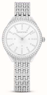 Swarovski Reloj de pulsera de acero inoxidable con esfera plateada y engaste de cristales para mujer (30 mm) 5644062