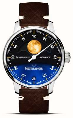 MeisterSinger Stratoscope (43 mm) esfera azul / correa de piel marrón ST982G - SVSL02