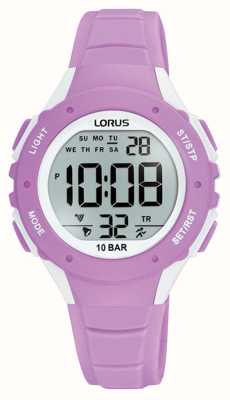 Lorus Esfera digital multifunción digital 100m (32mm)/silicona violeta claro R2369PX9
