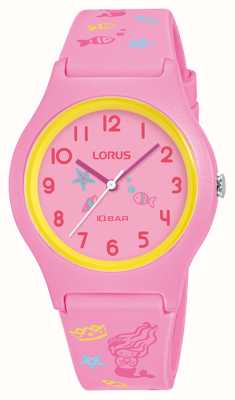 Lorus Reloj submarino para niños de 100 m (34 mm) con esfera rosa/silicona rosa RRX49HX9